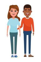 couple avatar cartoon character portrait vector