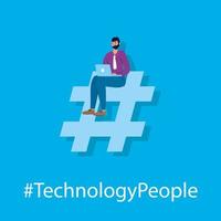Technology design with man with laptop vector