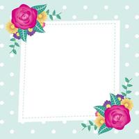 floral decorative card template with square frame vector