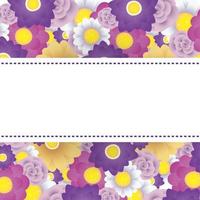 floral decorative card template with square frame vector