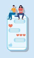 Technology design of couple with smartphone vector