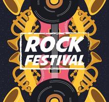 cartel de invitación de entretenimiento del festival de rock vector