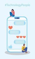 Technology design of couple with smartphone vector