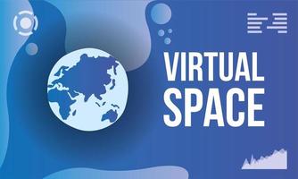 virtual space scene with planet earth vector