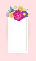 floral decorative card template with square frame vector