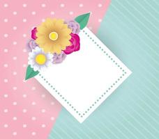 floral decorative card template with elegant diamond frame vector