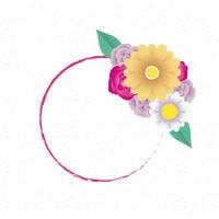 floral decorative card template with circle frame vector