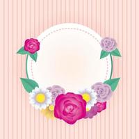 floral decorative card template with circle frame vector