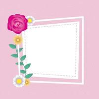 floral decorative card template with square frame vector