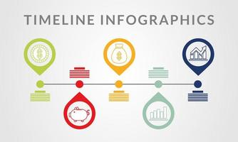 Timeline infographic with money icons vector