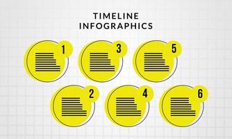 infografía de línea de tiempo con círculos amarillos vector