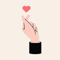 Business hand showing sign mini heart with copy space vector