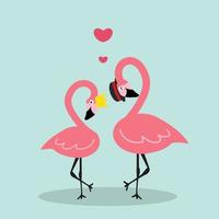 cute flamingo couple in love vector