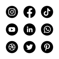 logotipo de redes sociales en color blanco y negro vector