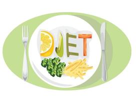 Diet weight loss concept with fruit and vegetables vector