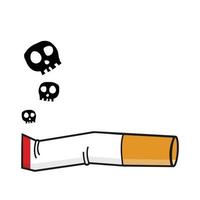 Burning cigarette butt with skulls vector