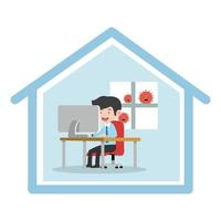 work for home businessman working at his desk at home vector