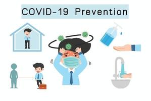 prevención del coronavirus covid-19 infografía con espacio de copia vector