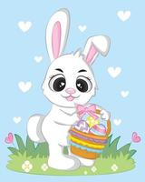 Cartoon baby bunny with basket vector