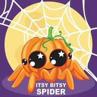 Itsy Bitsy Spider Halloween pumpkin vector