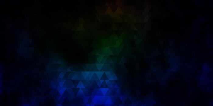 Telón de fondo de vector multicolor oscuro con líneas, triángulos.