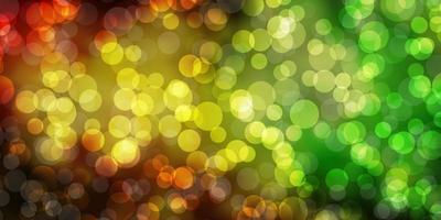 Light Green, Yellow vector background with circles.