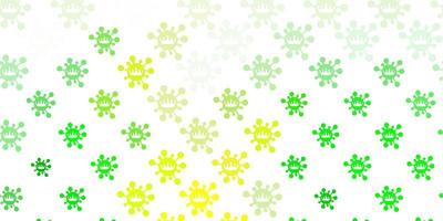 Light Green, Yellow vector background with covid-19 symbols.