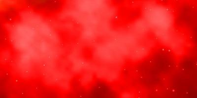 Fondo de vector rojo claro con estrellas pequeñas y grandes.