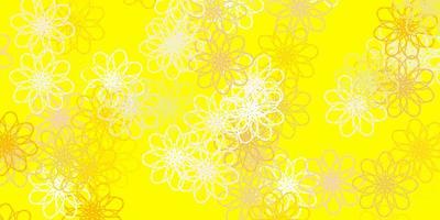 Light Orange vector doodle template with flowers.