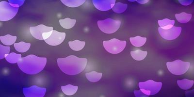 Light Purple vector backdrop with circles, stars.