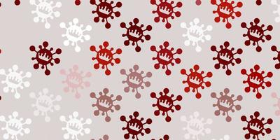 Light pink, red vector pattern with coronavirus elements.