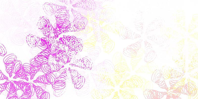 Light pink, yellow vector template with curved lines.