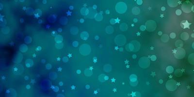 Light BLUE vector backdrop with circles, stars.