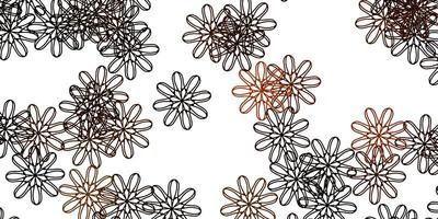 Light Orange vector doodle pattern with flowers.