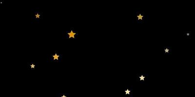Dark Yellow vector background with small and big stars.