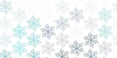 Light blue vector doodle pattern with flowers.