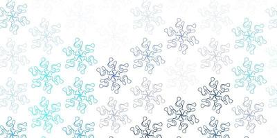 Light blue vector doodle pattern with flowers.