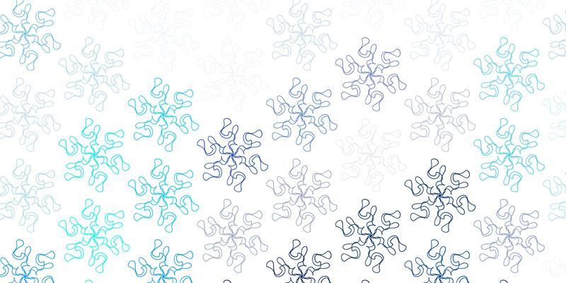 Light blue vector doodle pattern with flowers.