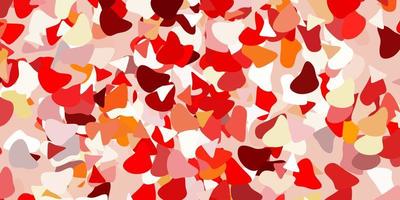 Light red, yellow vector backdrop with chaotic shapes.