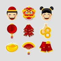 Cute Collection of Festive Chinese New Year Stickers vector