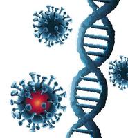 corona virus particles and dna molecules background vector