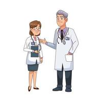 médico profesional pareja personajes vector illustration