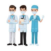 médicos masculinos con mascarillas médicas vector