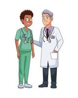 professional doctor and surgeon couple characters vector