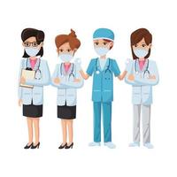 female doctors using medical masks vector