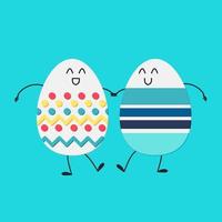 Happy easter with happy eggs vector
