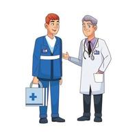 professional doctor and paramedic avatars characters vector