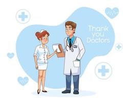 professional doctor and nurse characters vector