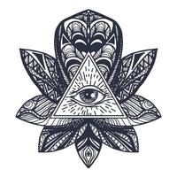 Eye on Lotus Tattoo vector