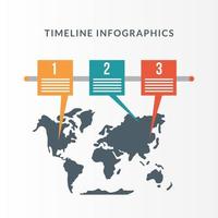 Timeline infographic with world map vector